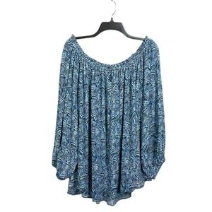 Terra Sky Top Womens‎ 2X Long Sleeve Keyhole Neck Convertible On or Off Shoulder